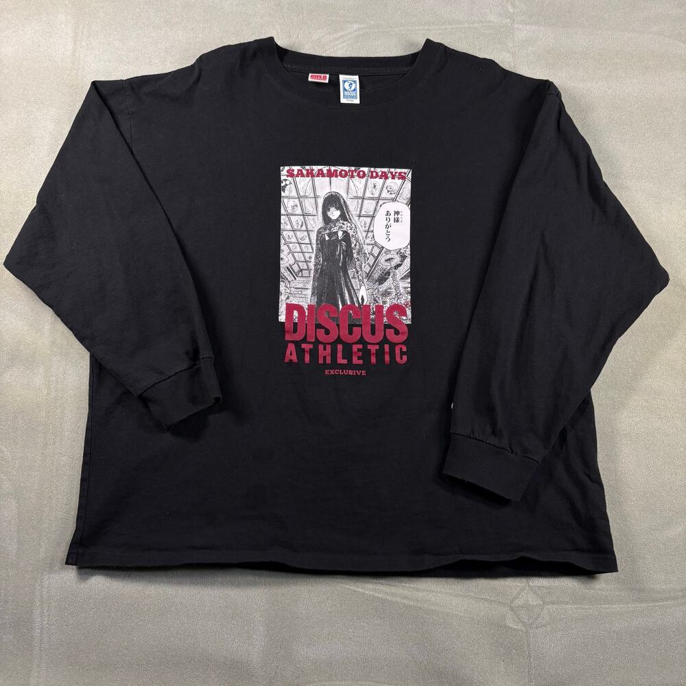 Sakamoto Days Discus Athletic Shirt XL Black Anime Graphic LongSleeve Streetwear
